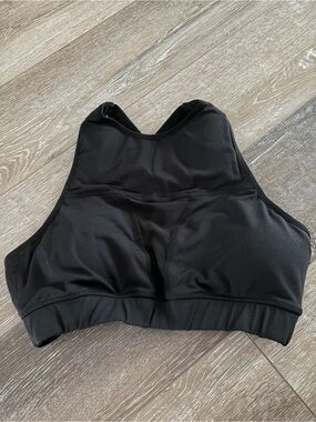 Chestee padded High-Neck Black Sports Bra - pads to protect clavicles